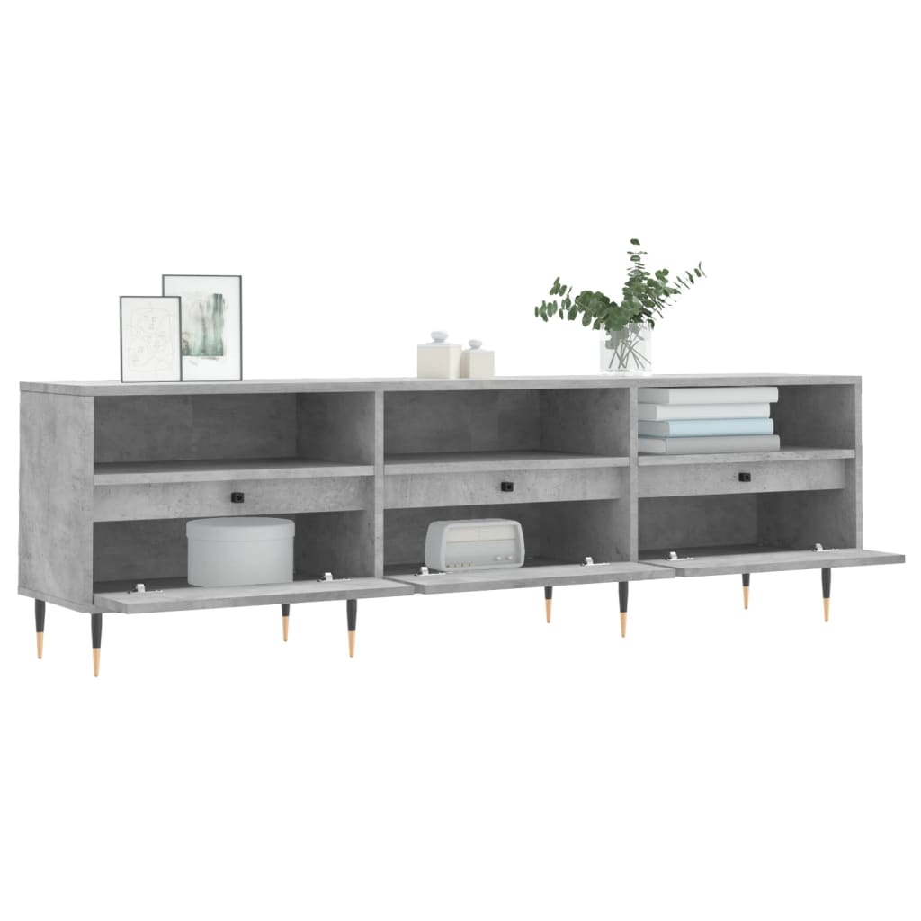 betonszürke szerelt fa TV-szekrény 150x30x44,5 cm