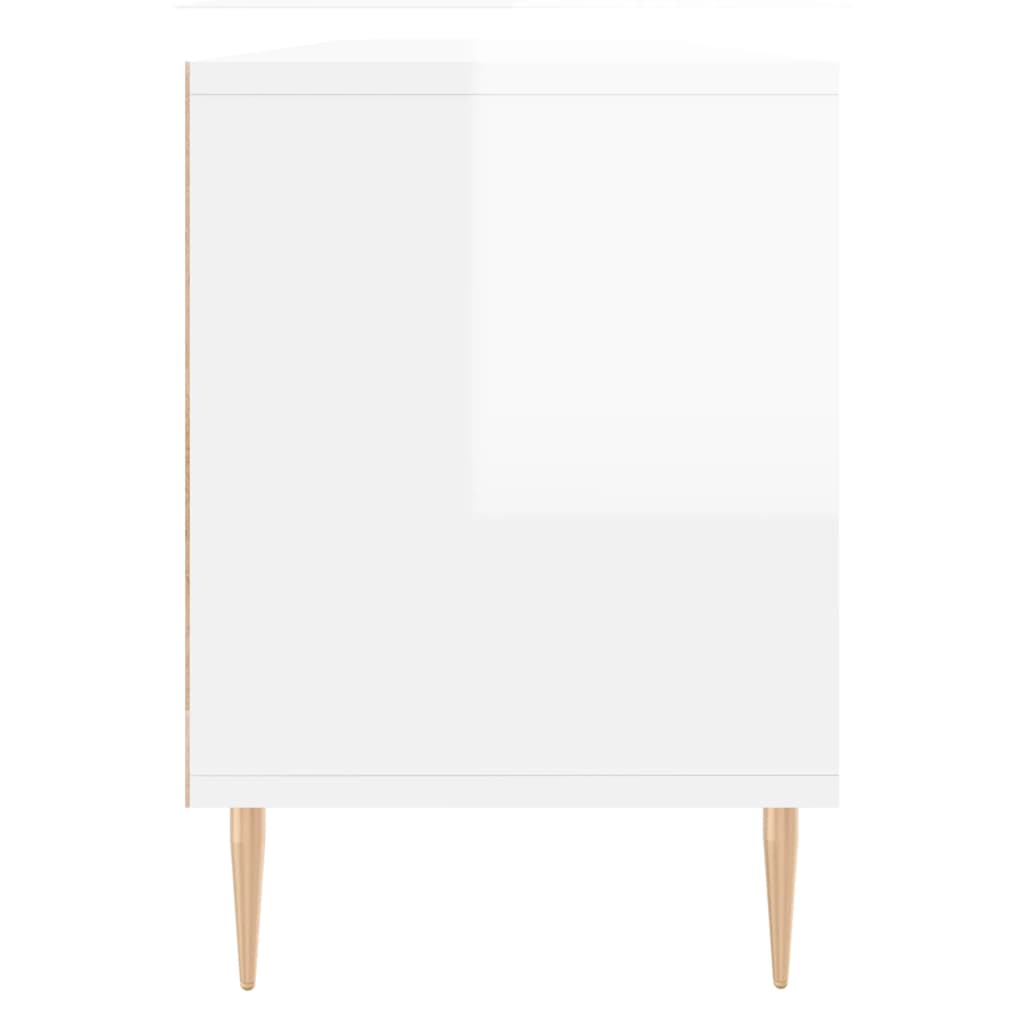 magasfényű fehér szerelt fa TV-szekrény 150 x 30 x 44,5 cm
