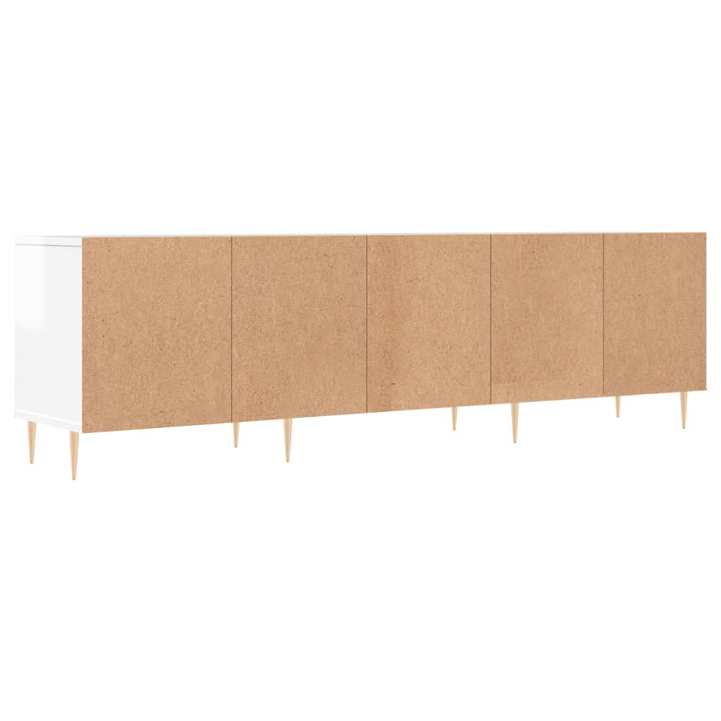 magasfényű fehér szerelt fa TV-szekrény 150 x 30 x 44,5 cm
