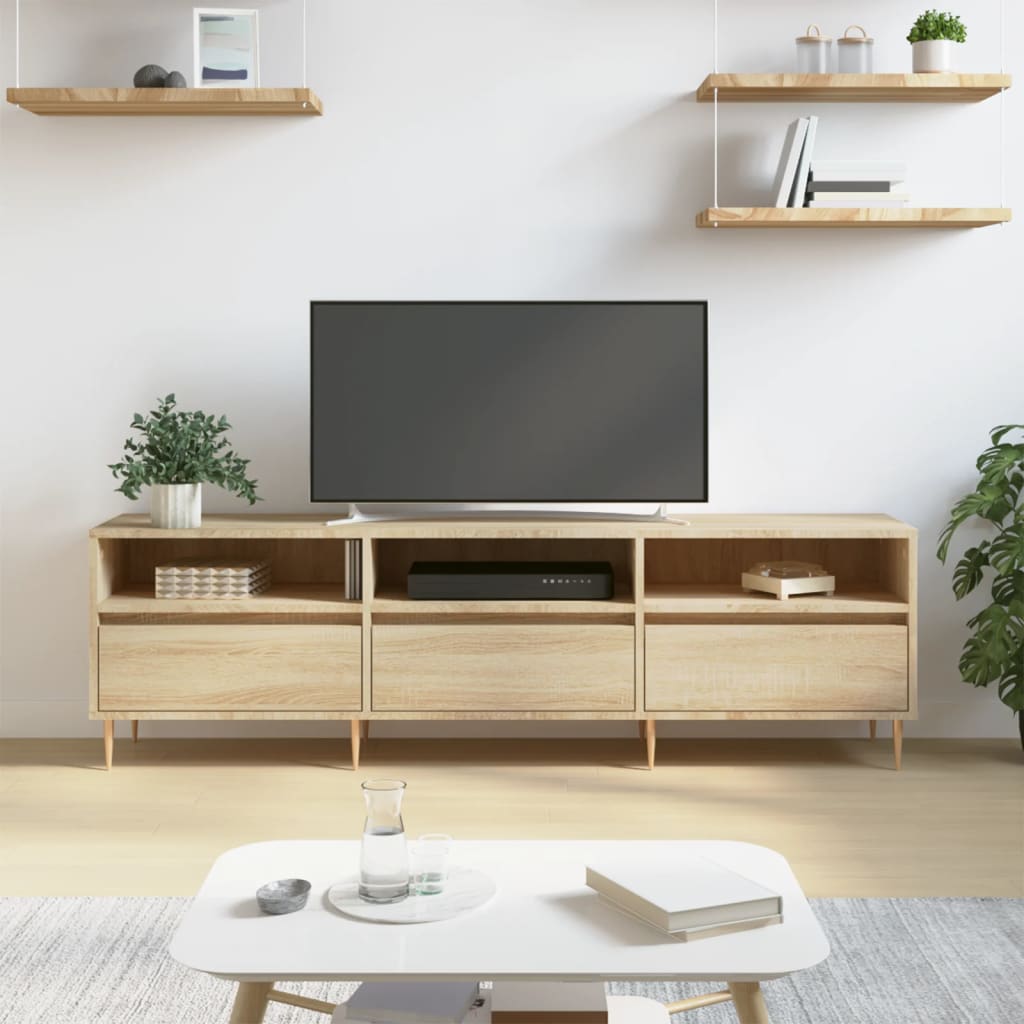 sonoma tölgy színű szerelt fa fali TV-szekrény 150x30x44,5 cm