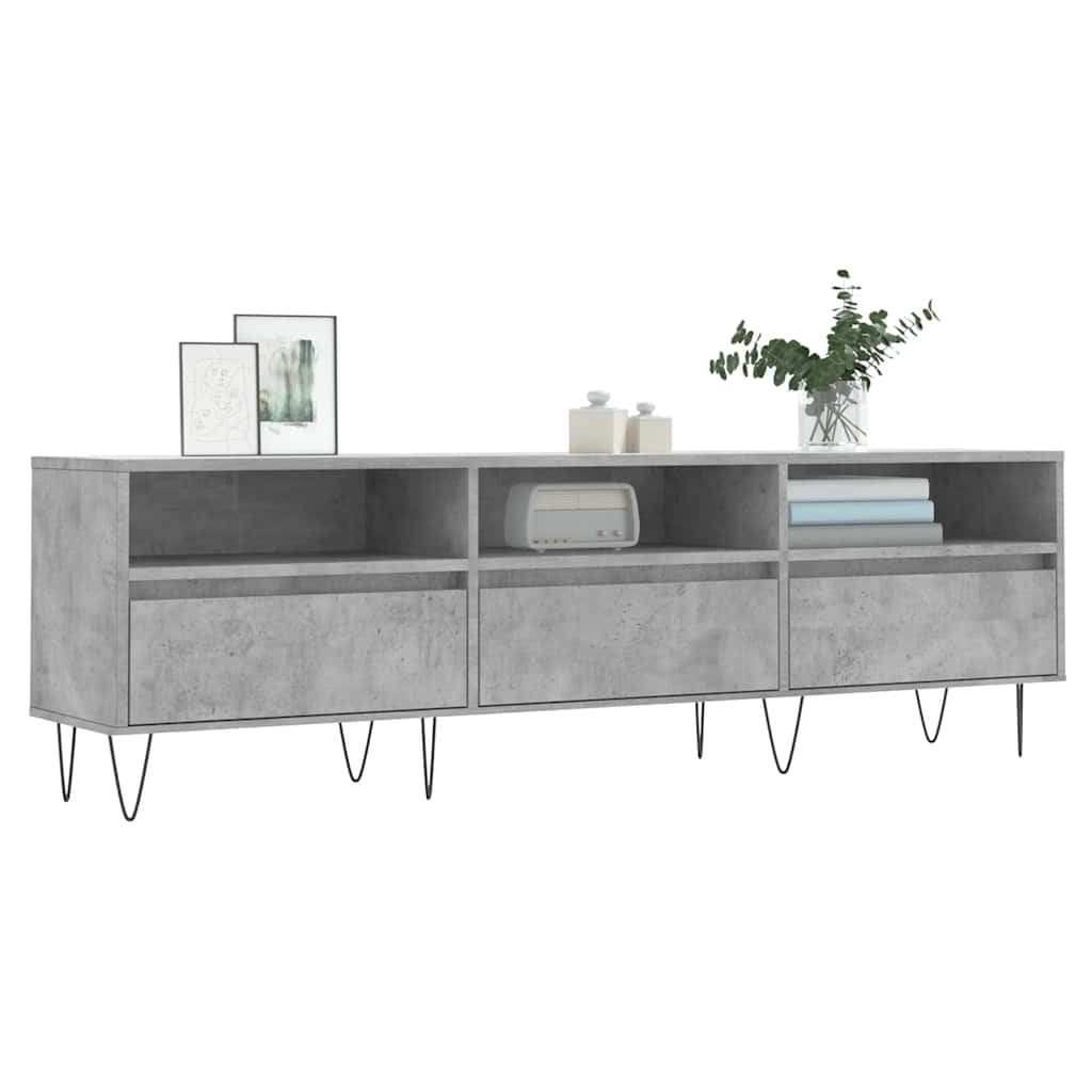 betonszürke szerelt fa TV-szekrény 150x30x44,5 cm