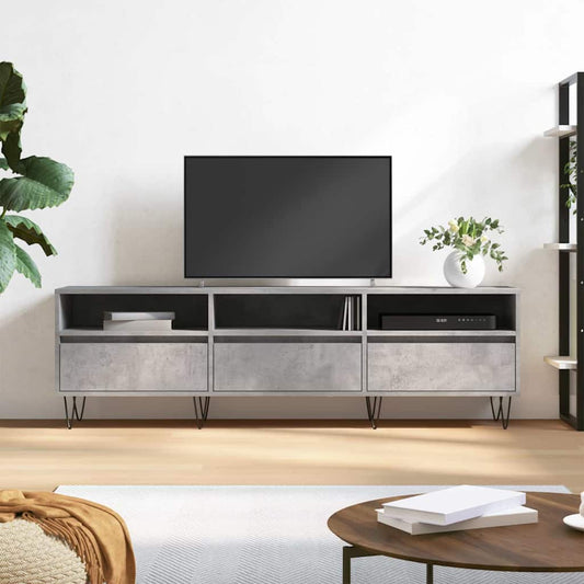 betonszürke szerelt fa TV-szekrény 150x30x44,5 cm