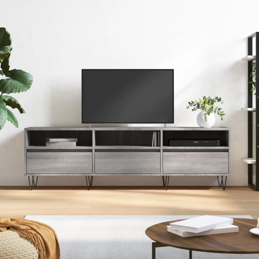 szürke sonoma színű szerelt fa TV-szekrény 150x30x44,5 cm