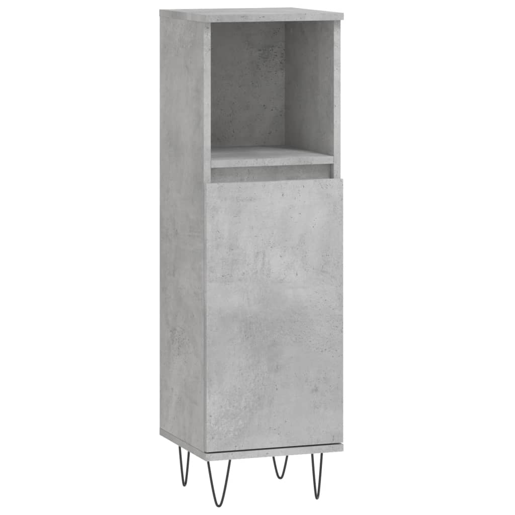 betonszürke szerelt fa fürdőszobaszekrény 30 x 30 x 100 cm