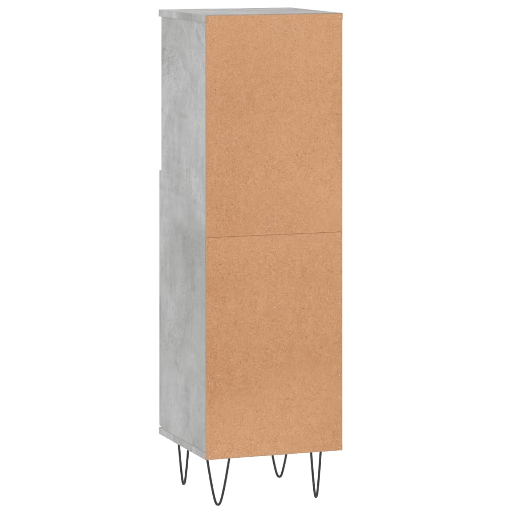 betonszürke szerelt fa fürdőszobaszekrény 30 x 30 x 100 cm