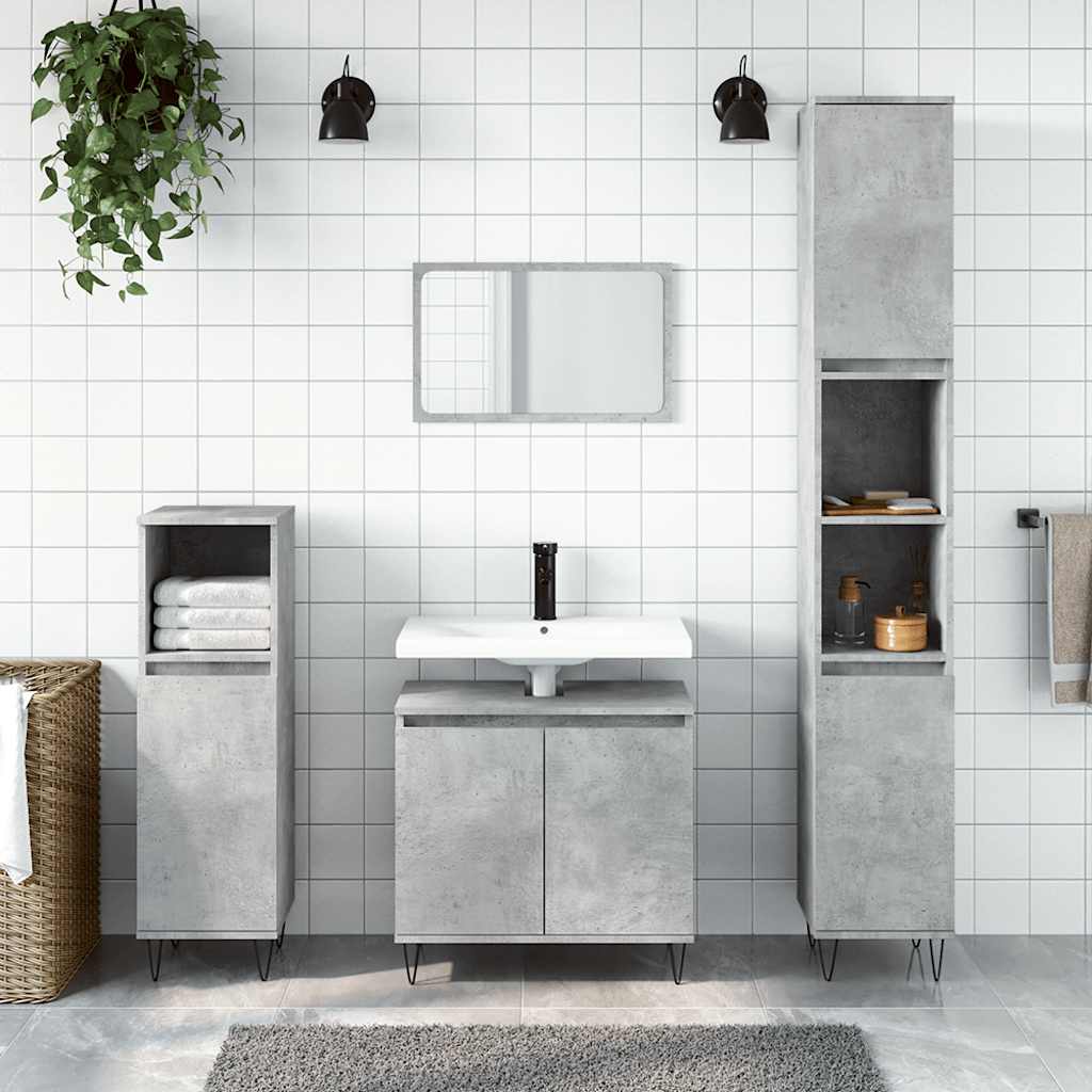betonszürke szerelt fa fürdőszobaszekrény 58x33x60 cm