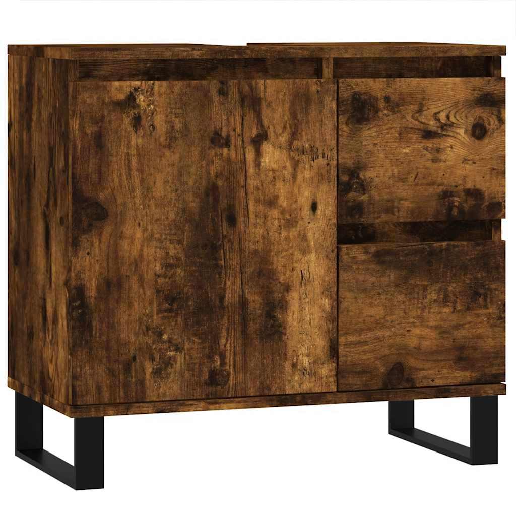 füstös tölgy színű szerelt fa fürdőszobaszekrény 65x33x60 cm