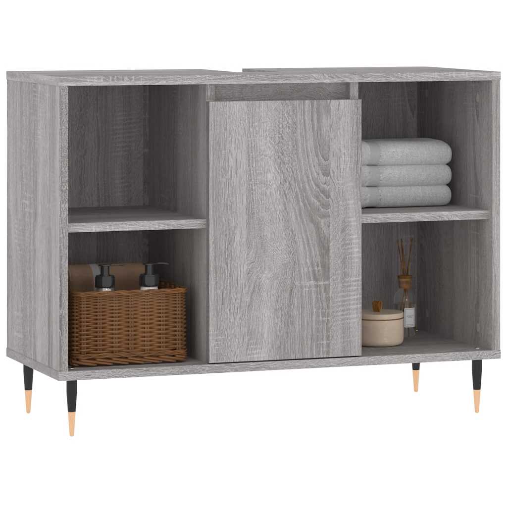 szürke sonoma színű szerelt fa mosdószekrény 80 x 33 x 60 cm