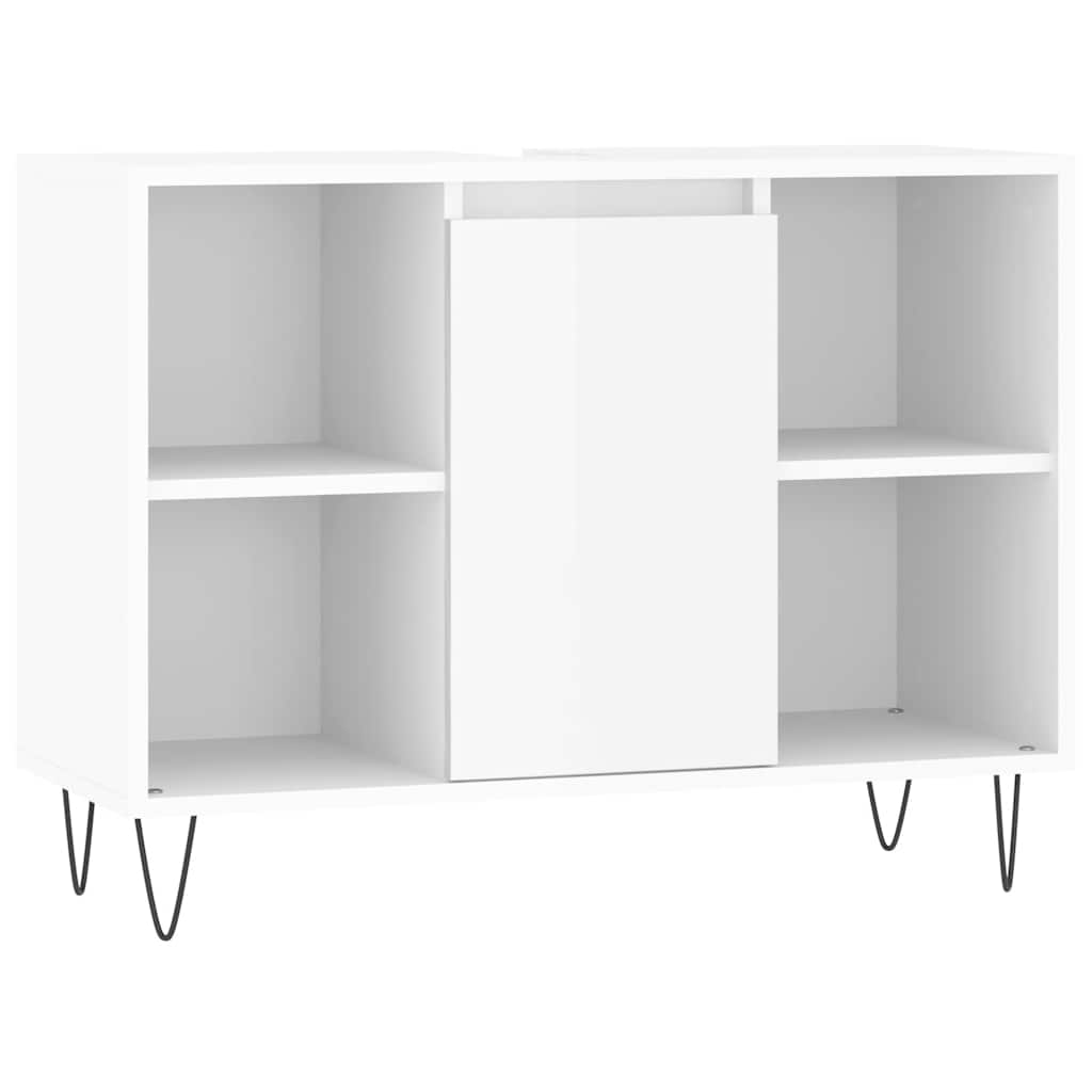 magasfényű fehér szerelt fa fürdőszobaszekrény 80 x 33 x 60 cm