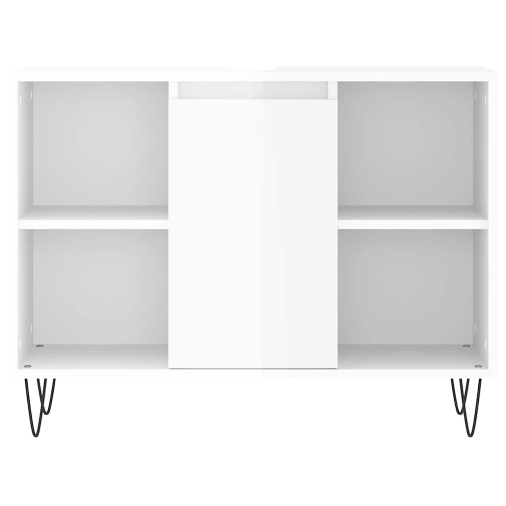 magasfényű fehér szerelt fa fürdőszobaszekrény 80 x 33 x 60 cm