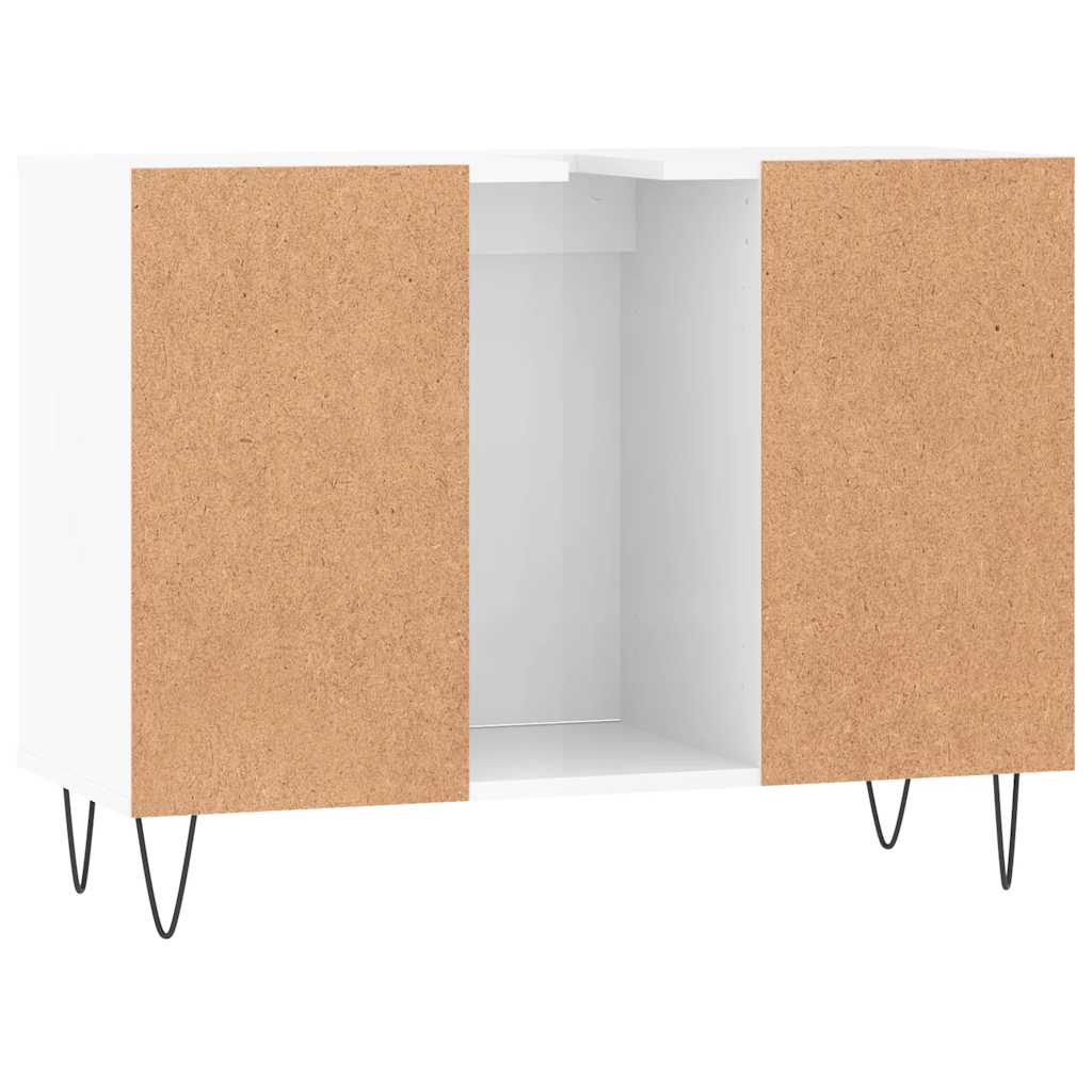 magasfényű fehér szerelt fa fürdőszobaszekrény 80 x 33 x 60 cm