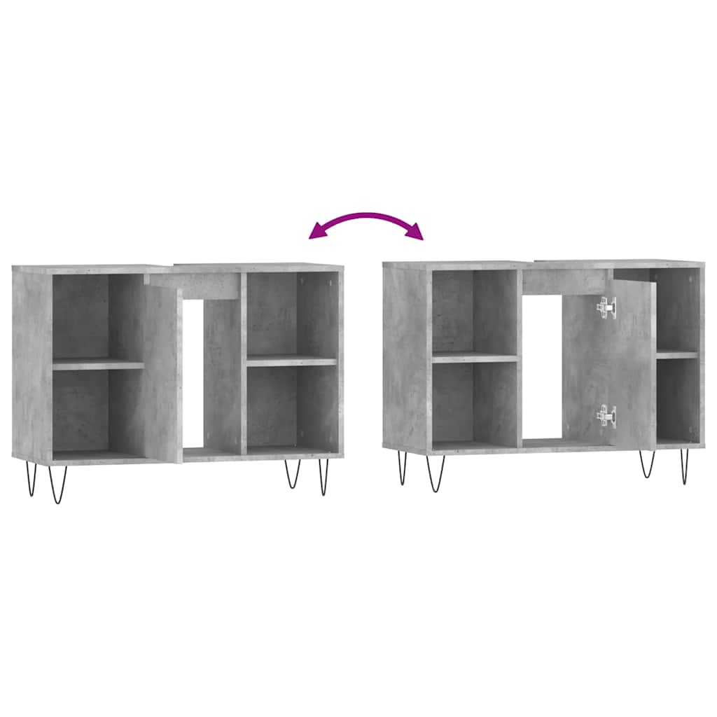 betonszürke szerelt fa fürdőszobaszekrény 80 x 33 x 60 cm