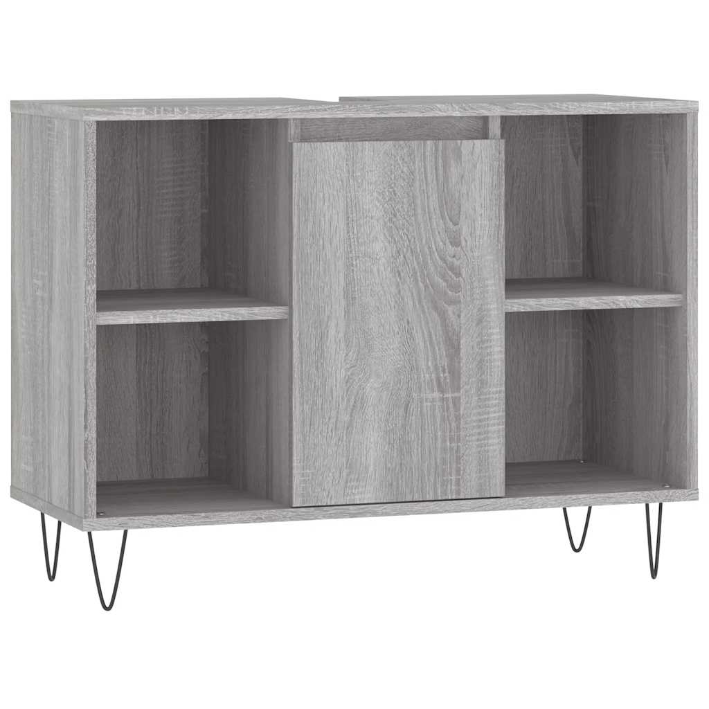 szürke sonoma színű szerelt fa mosdószekrény 80 x 33 x 60 cm