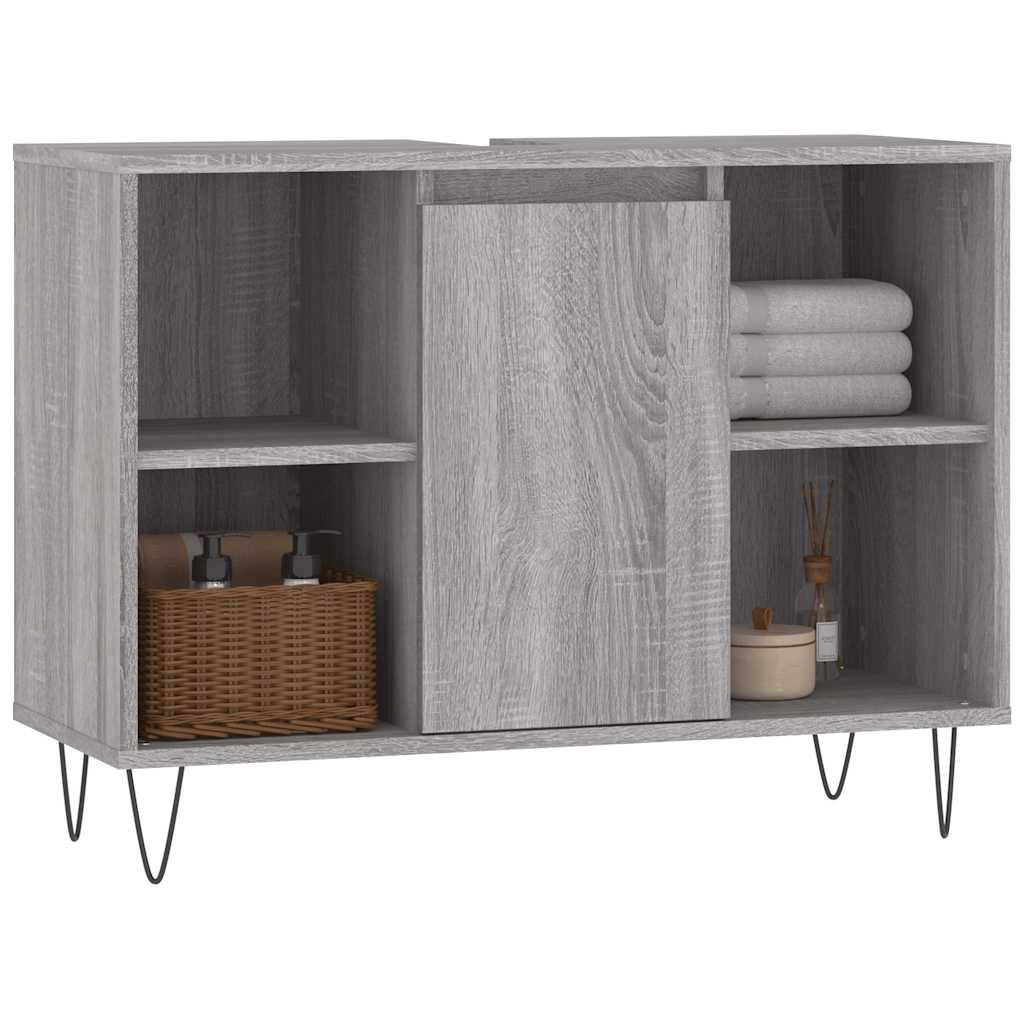 szürke sonoma színű szerelt fa mosdószekrény 80 x 33 x 60 cm