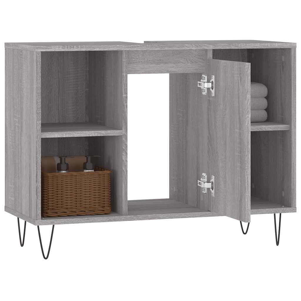 szürke sonoma színű szerelt fa mosdószekrény 80 x 33 x 60 cm
