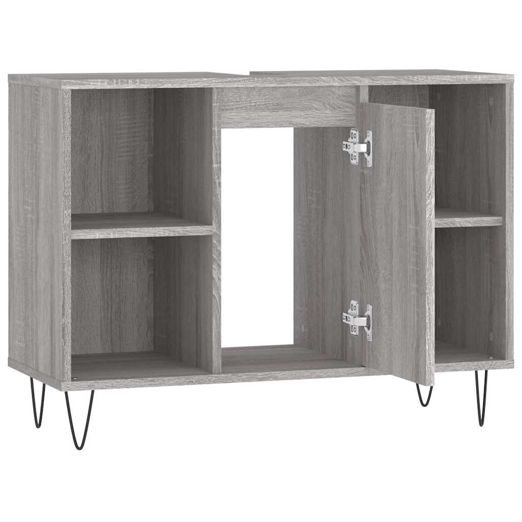 szürke sonoma színű szerelt fa mosdószekrény 80 x 33 x 60 cm