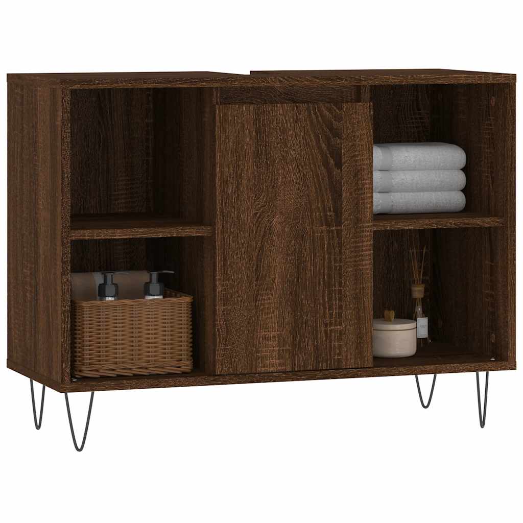 barna tölgyszínű szerelt fa mosdószekrény 80 x 33 x 60 cm