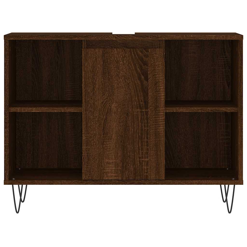 barna tölgyszínű szerelt fa mosdószekrény 80 x 33 x 60 cm