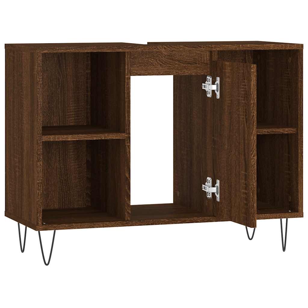 barna tölgyszínű szerelt fa mosdószekrény 80 x 33 x 60 cm