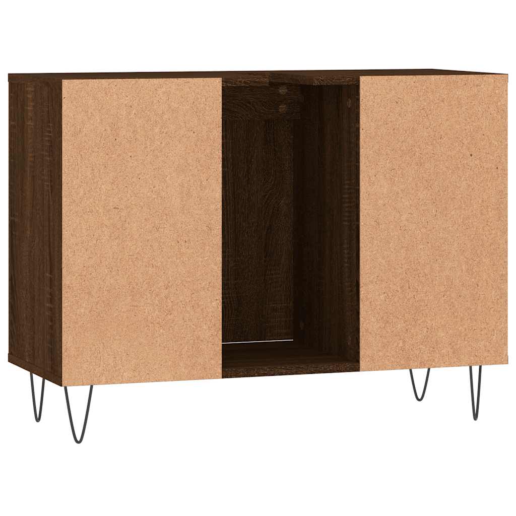 barna tölgyszínű szerelt fa mosdószekrény 80 x 33 x 60 cm