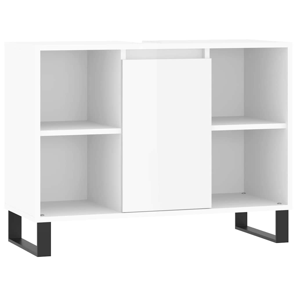 magasfényű fehér szerelt fa fürdőszobaszekrény 80 x 33 x 60 cm