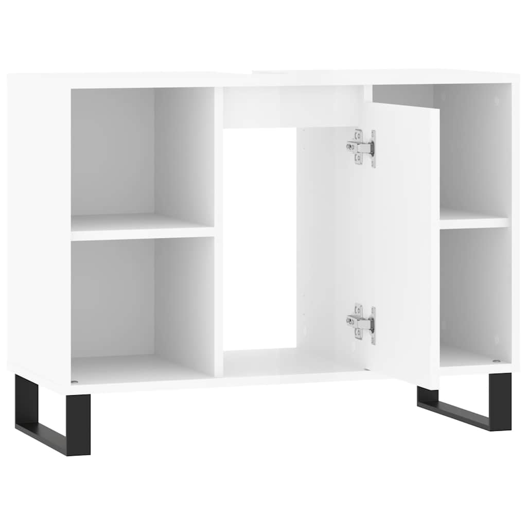 magasfényű fehér szerelt fa fürdőszobaszekrény 80 x 33 x 60 cm