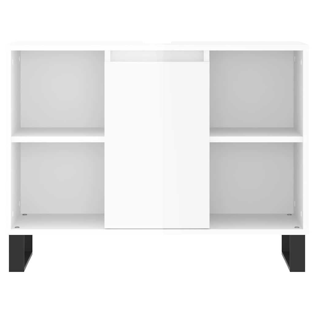 magasfényű fehér szerelt fa fürdőszobaszekrény 80 x 33 x 60 cm