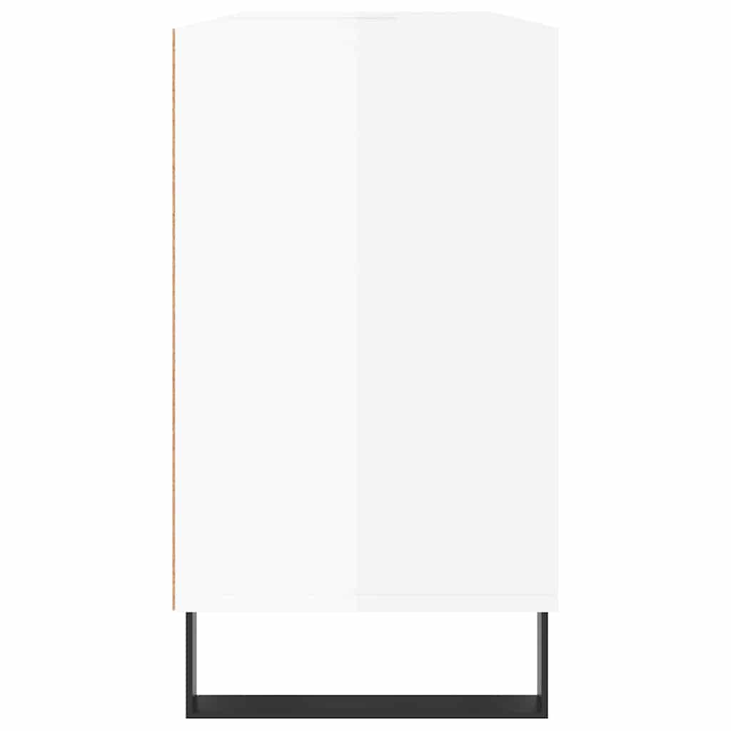 magasfényű fehér szerelt fa fürdőszobaszekrény 80 x 33 x 60 cm