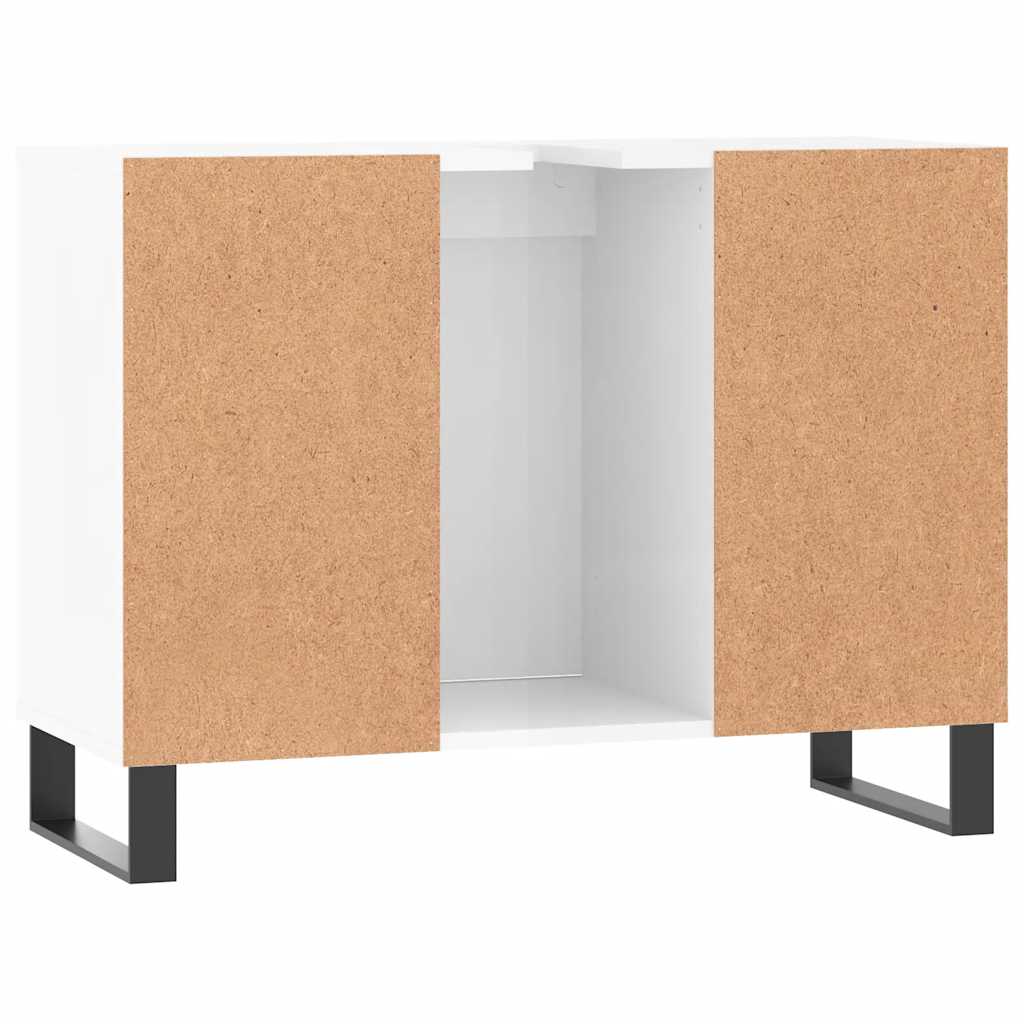 magasfényű fehér szerelt fa fürdőszobaszekrény 80 x 33 x 60 cm