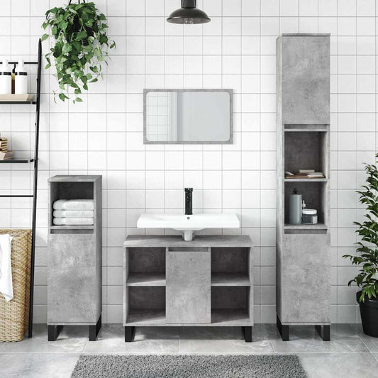 betonszürke szerelt fa fürdőszobaszekrény 80 x 33 x 60 cm