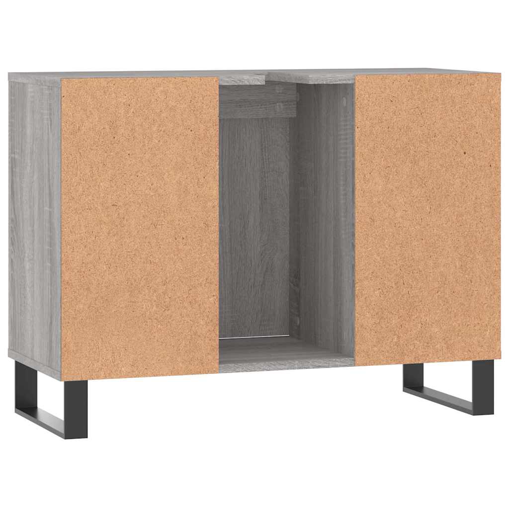 szürke sonoma színű szerelt fa mosdószekrény 80 x 33 x 60 cm