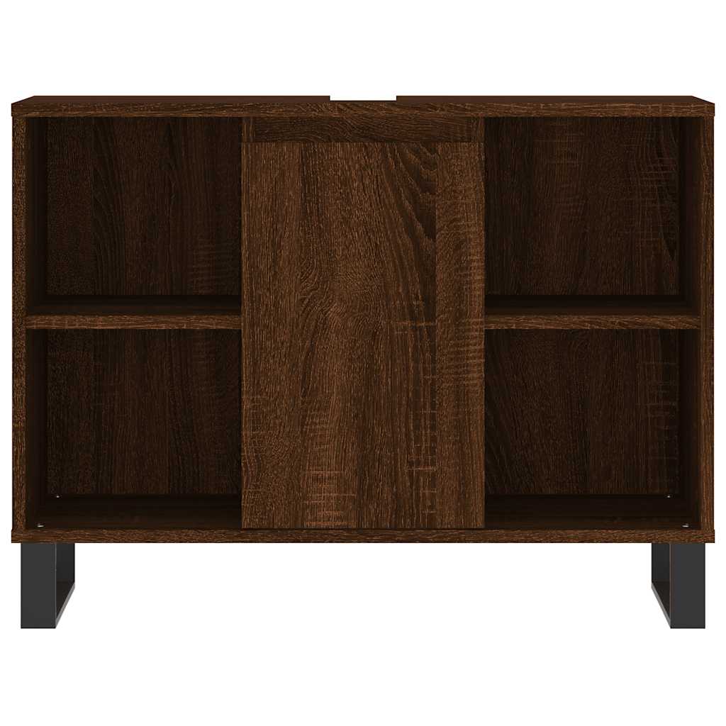 barna tölgyszínű szerelt fa mosdószekrény 80 x 33 x 60 cm