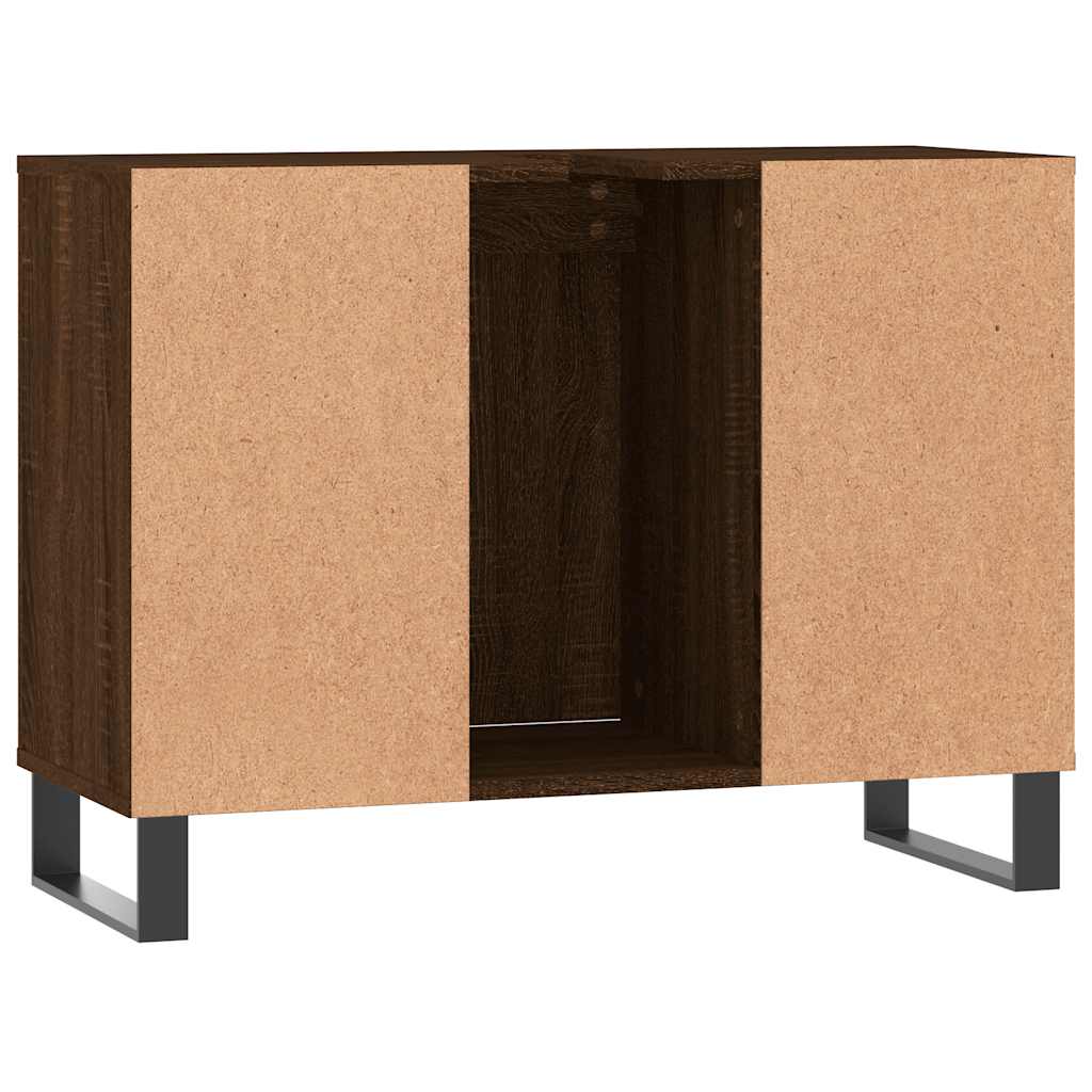 barna tölgyszínű szerelt fa mosdószekrény 80 x 33 x 60 cm