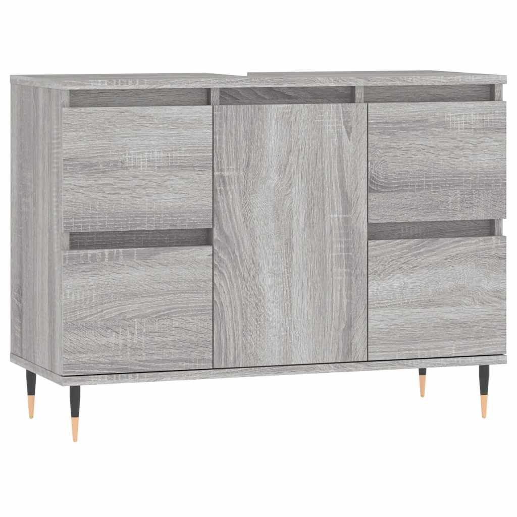 szürke sonoma színű szerelt fa mosdószekrény 80 x 33 x 60 cm