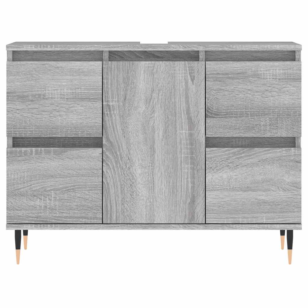 szürke sonoma színű szerelt fa mosdószekrény 80 x 33 x 60 cm