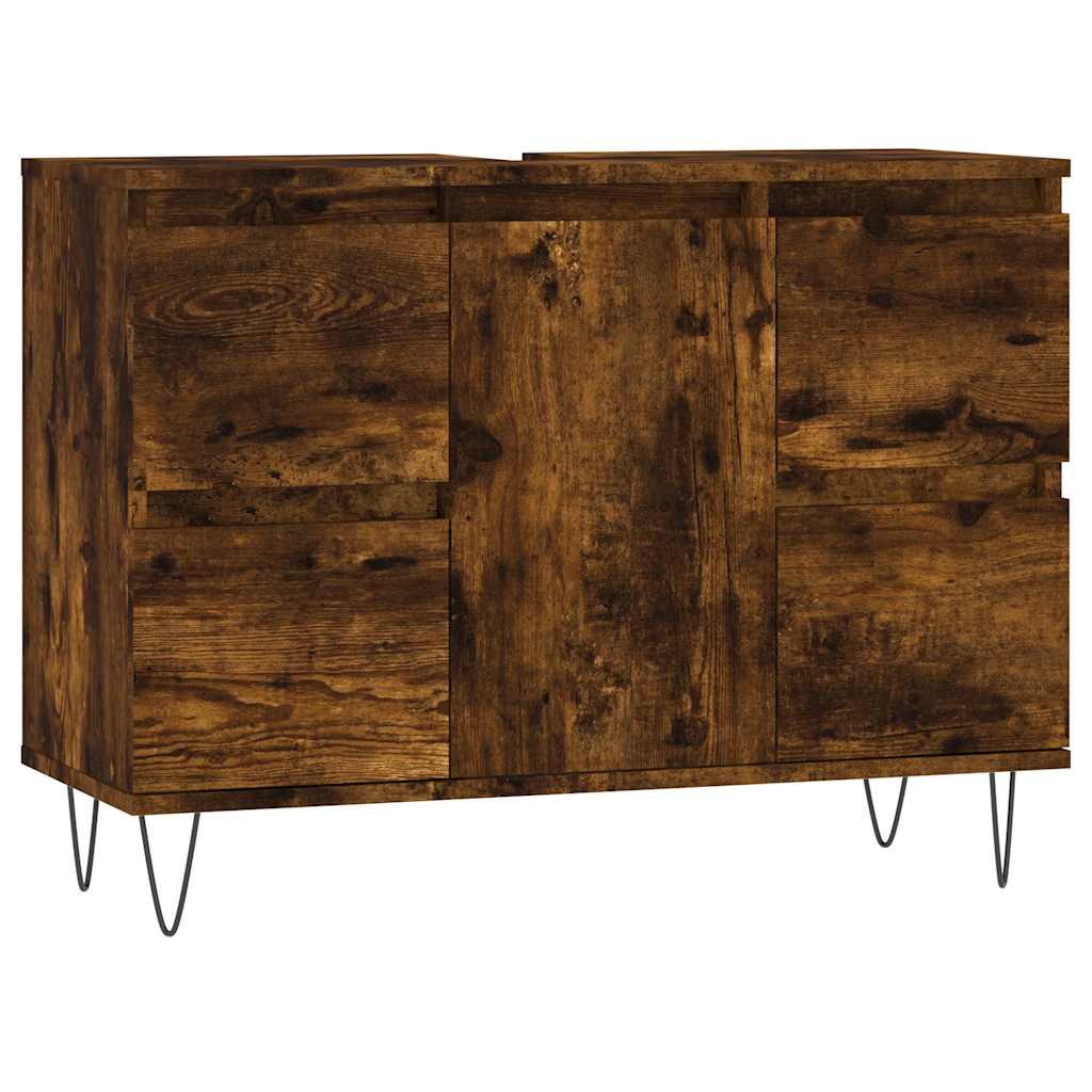 füstös tölgy színű szerelt fa fürdőszobaszekrény 80x33x60 cm