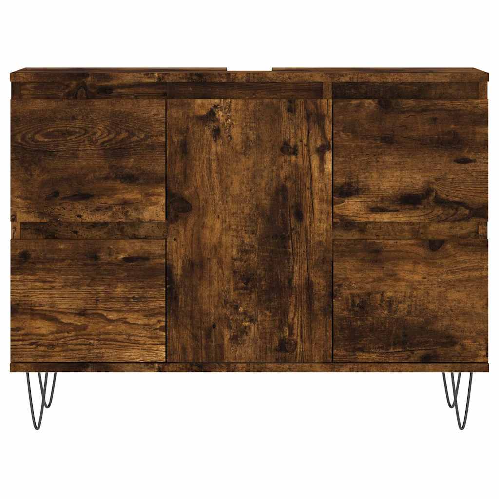 füstös tölgy színű szerelt fa fürdőszobaszekrény 80x33x60 cm