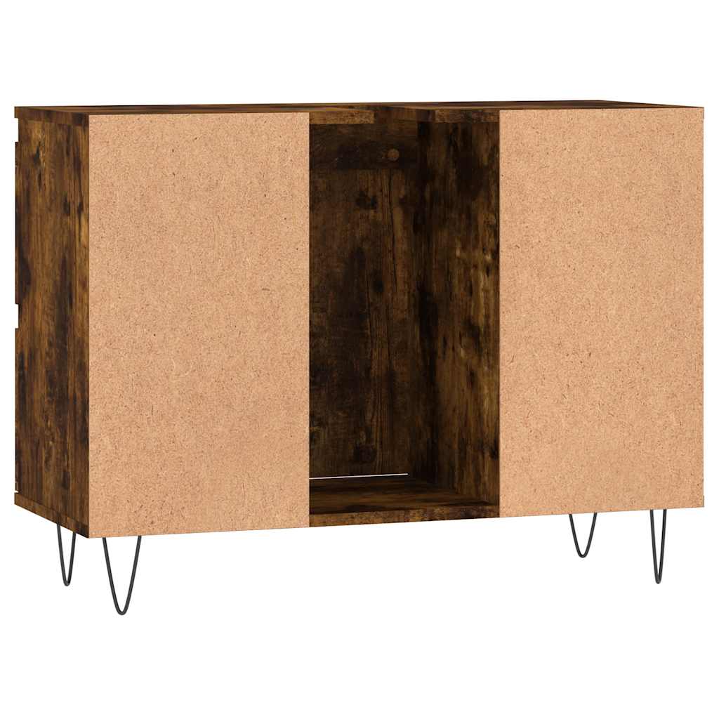 füstös tölgy színű szerelt fa fürdőszobaszekrény 80x33x60 cm
