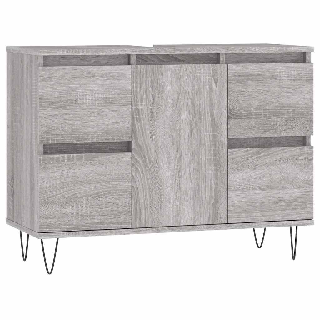 szürke sonoma színű szerelt fa mosdószekrény 80 x 33 x 60 cm