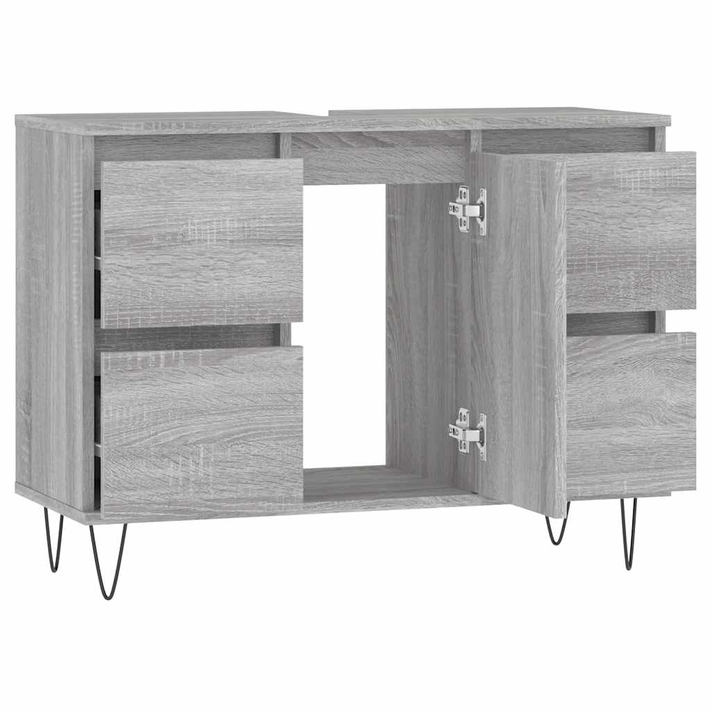 szürke sonoma színű szerelt fa mosdószekrény 80 x 33 x 60 cm