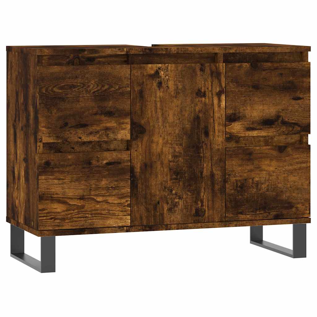füstös tölgy színű szerelt fa fürdőszobaszekrény 80x33x60 cm