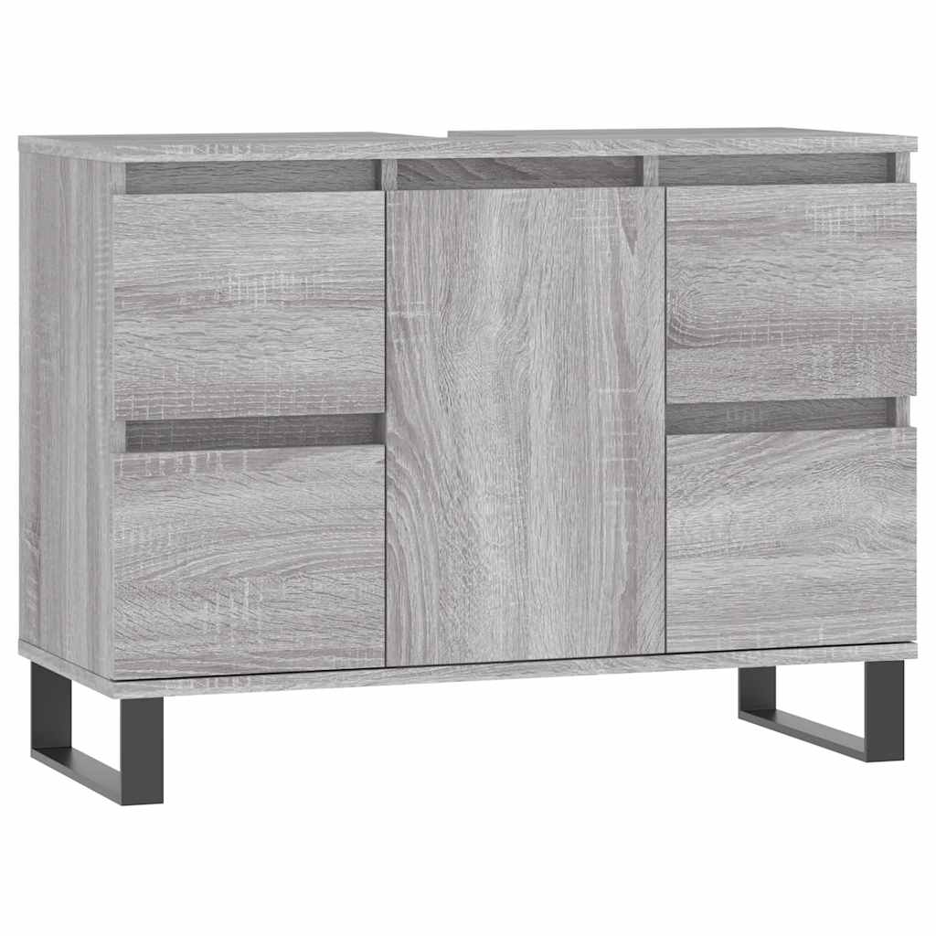 szürke sonoma színű szerelt fa mosdószekrény 80 x 33 x 60 cm