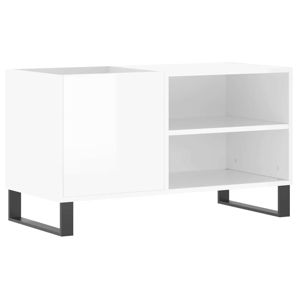 magasfényű fehér szerelt fa hanglemezszekrény 85x38x48 cm