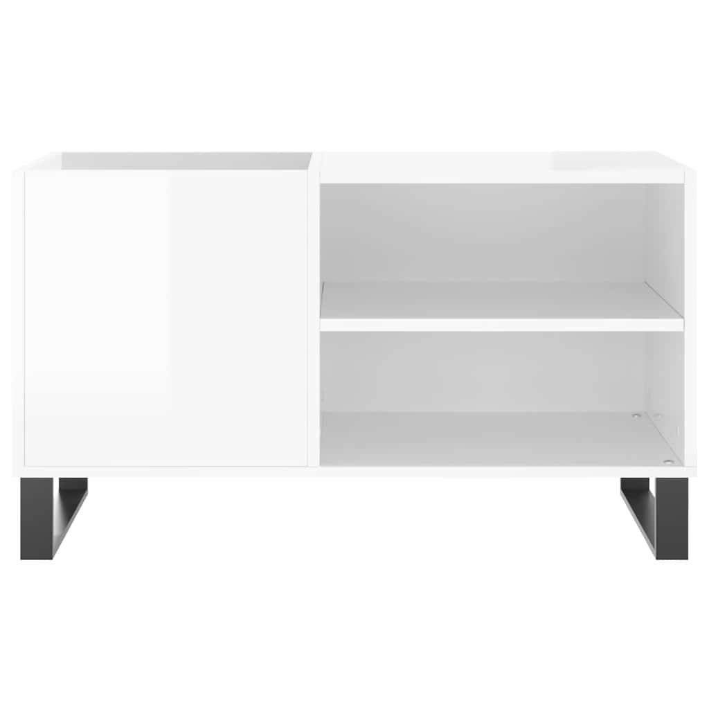 magasfényű fehér szerelt fa hanglemezszekrény 85x38x48 cm