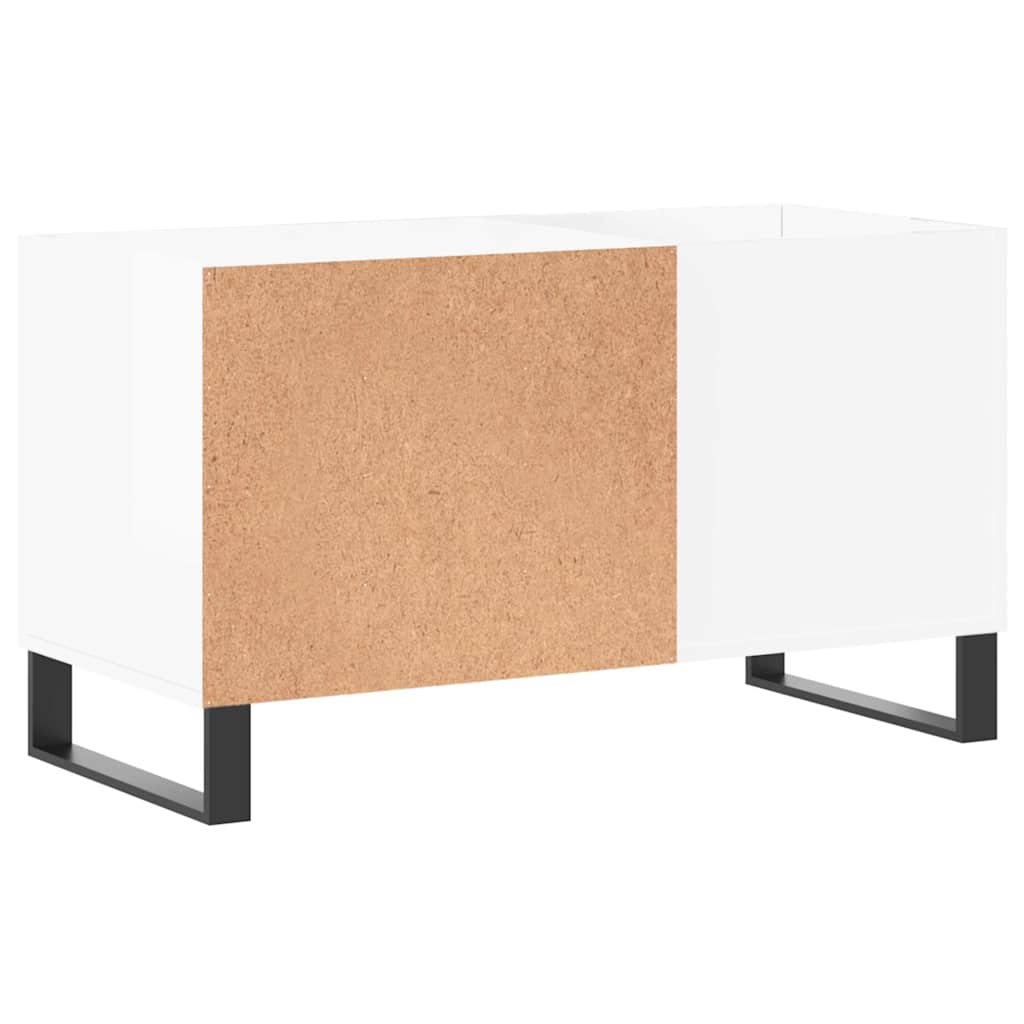 magasfényű fehér szerelt fa hanglemezszekrény 85x38x48 cm