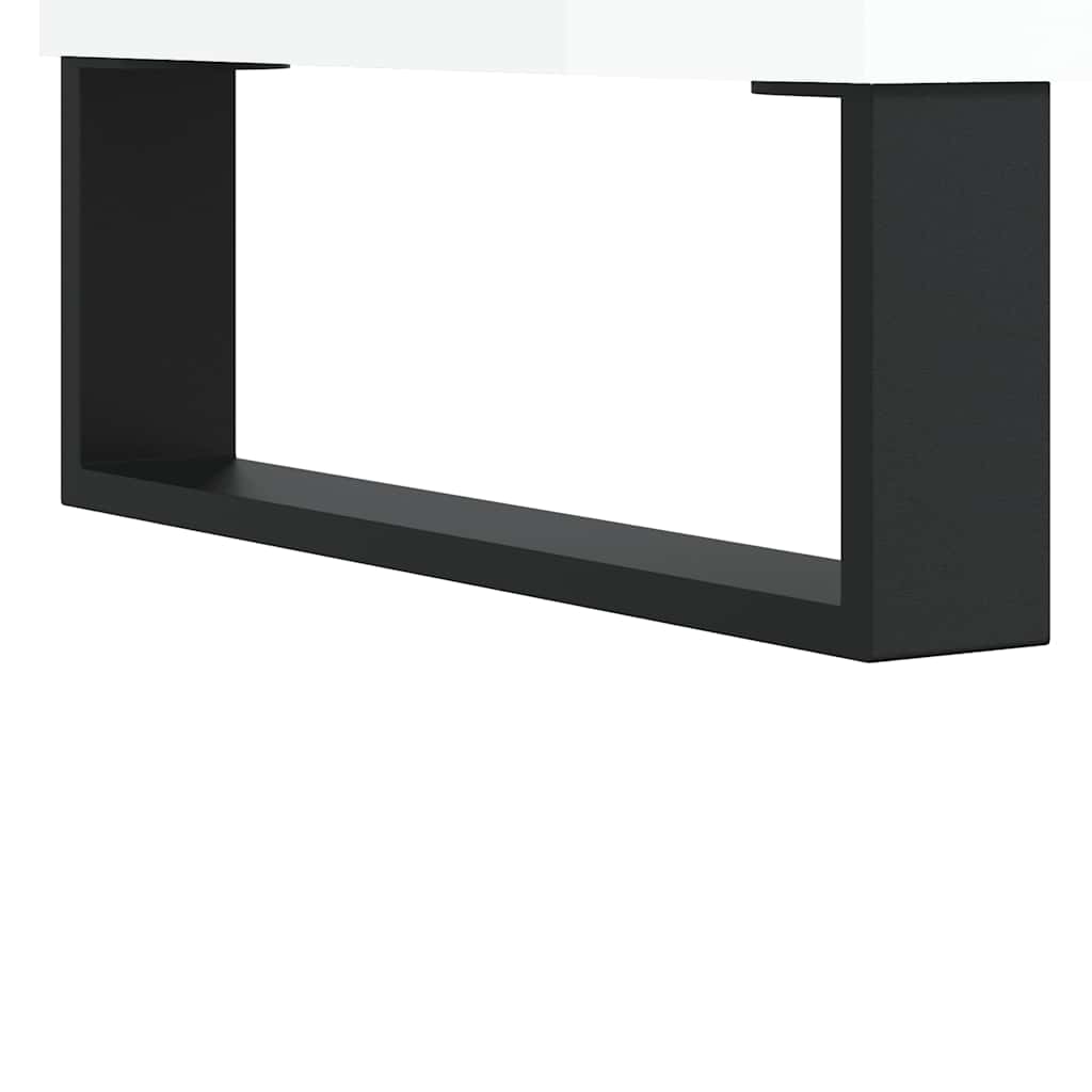 magasfényű fehér szerelt fa hanglemezszekrény 85x38x48 cm