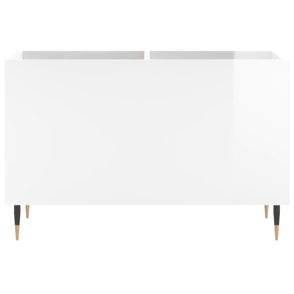 magasfényű fehér szerelt fa hanglemezszekrény 74,5x38x48 cm