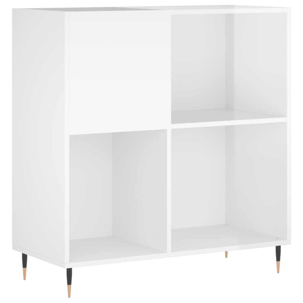 magasfényű fehér szerelt fa hanglemezszekrény 84,5 x 38 x 89 cm