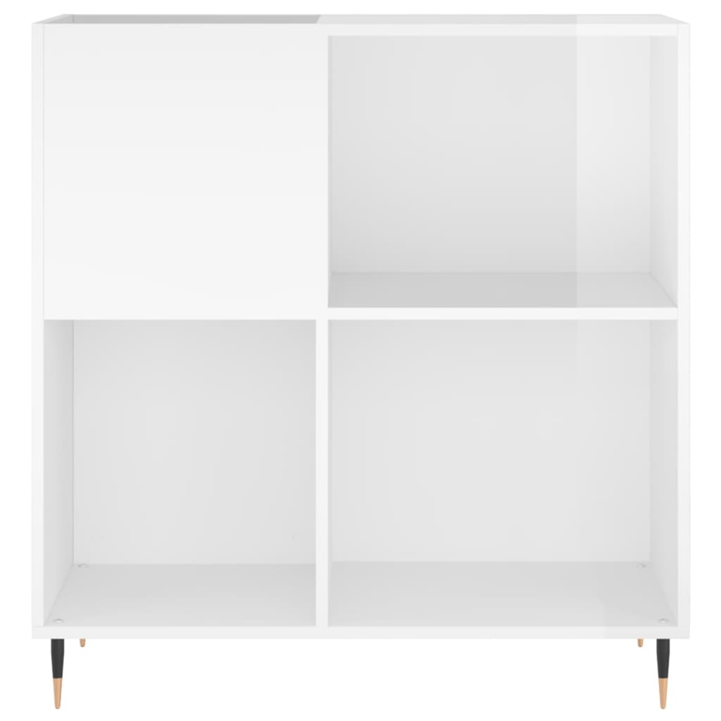 magasfényű fehér szerelt fa hanglemezszekrény 84,5 x 38 x 89 cm