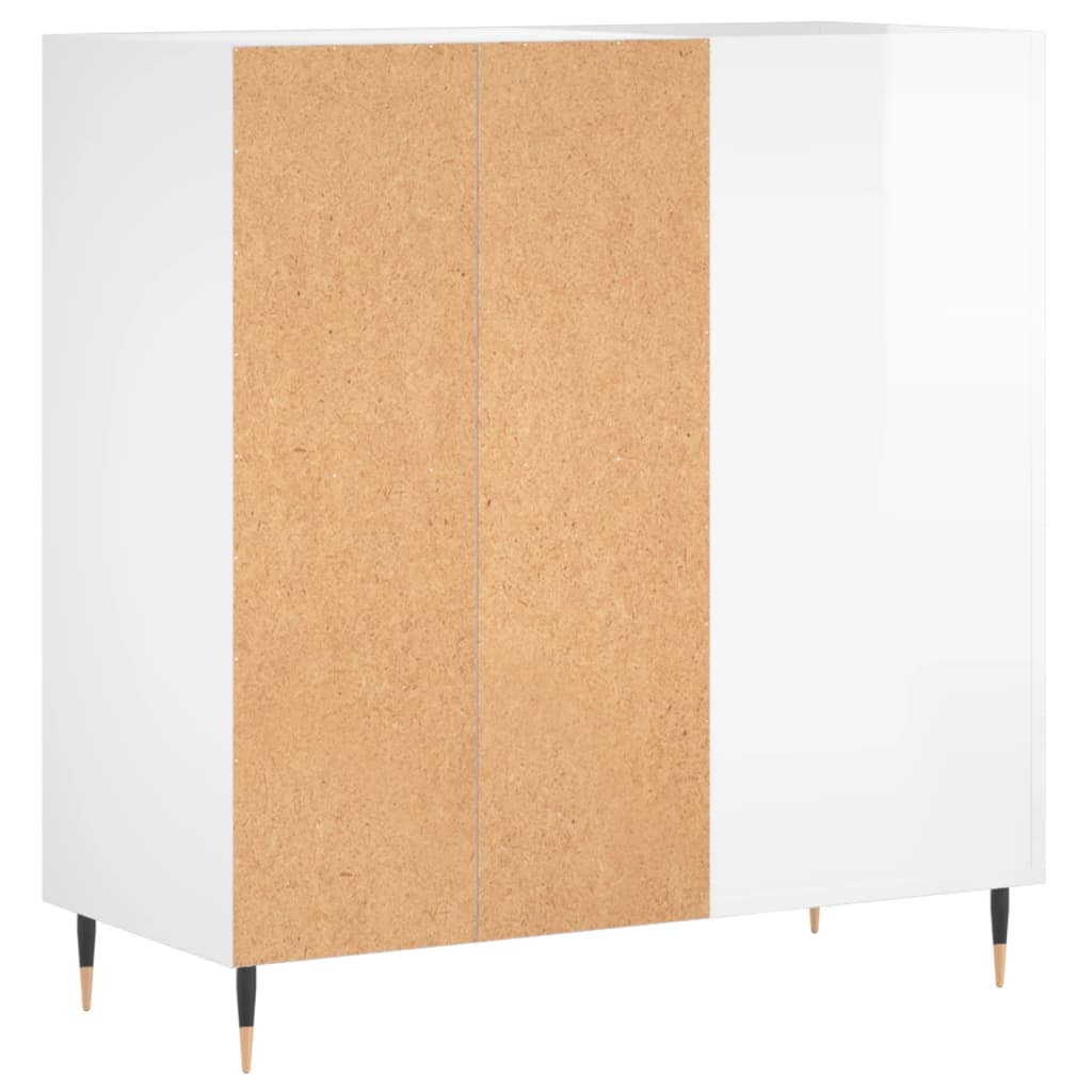 magasfényű fehér szerelt fa hanglemezszekrény 84,5 x 38 x 89 cm